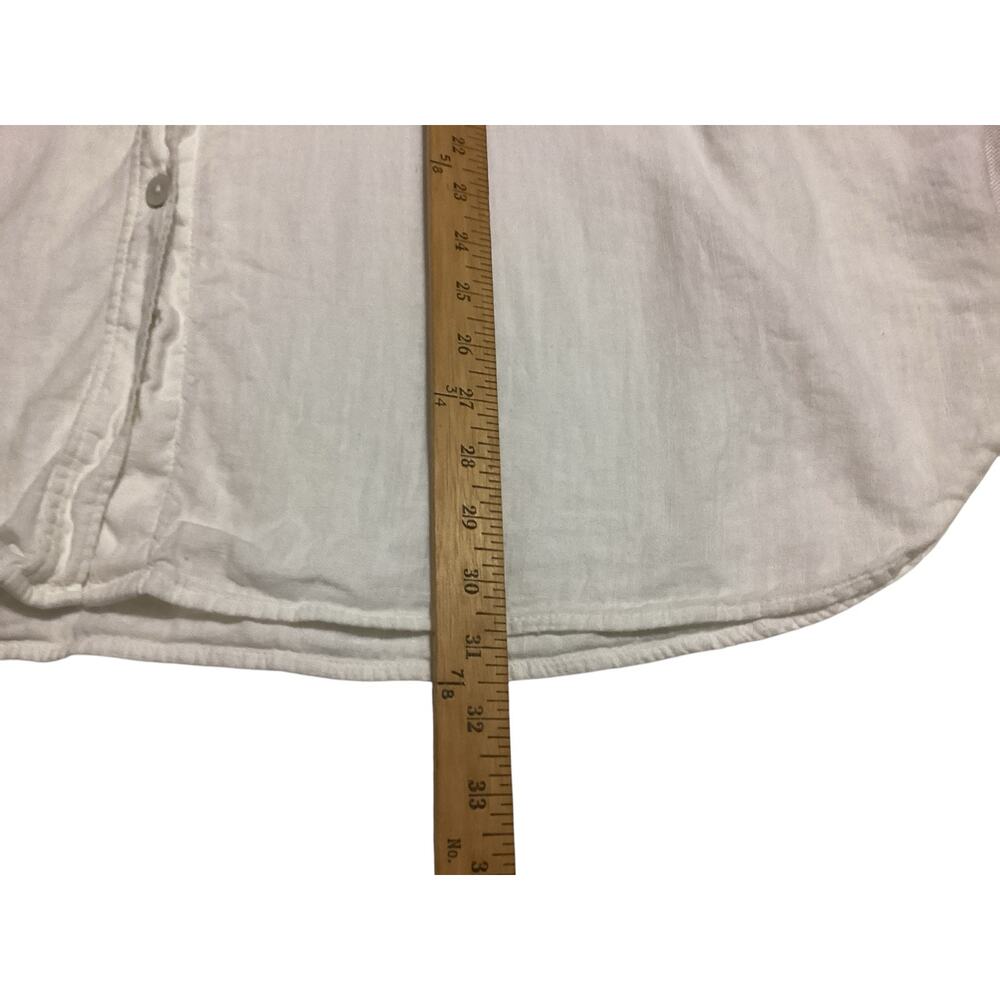 American Eagle Oversized White Button Down Shirt Cotton Linen Blend L - Picture 6 of 7